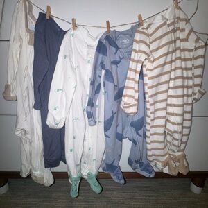 Carter's Blue and Brown Baby Sleepers